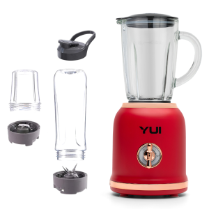 Yui M18 Kişisel Smoothie Blender Retro Titanyum Gri, 450 ml Cam, 600 ml Smoothie, 180 ml Öğütücü Hazne