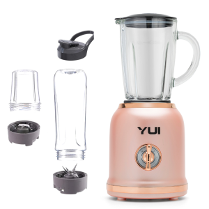 Yui M18 3'ü 1 Arada Retro Smoothie Blender Seti Pembe