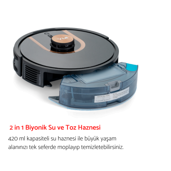 Yui S7 NoMopZone Özellikli Akıllı Robot Vacuum & Mop Süpürge Siyah