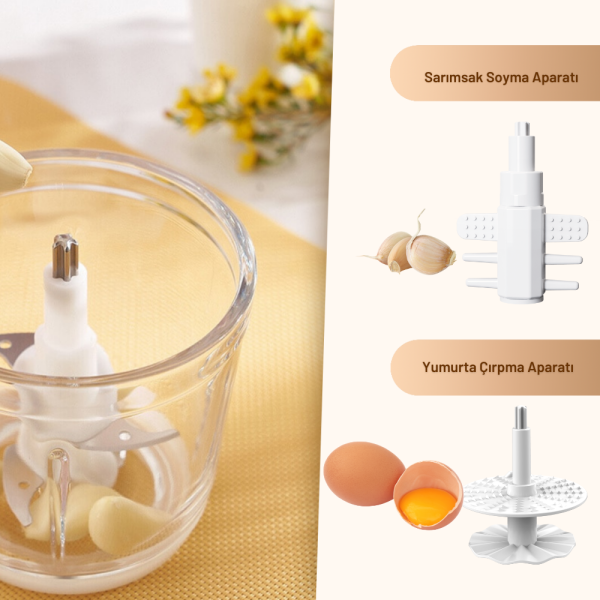 Yui M2091 Kablosuz Şarjlı Hassas Tartılı 4 Bıçaklı Rondo 1.2 Litre
