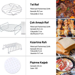 Yui,Xiaomi,Philips,Karaca,Arzum,Tefal,Kumtel Uyumlu 8inç Hava Fritözü 12'li Yedek Parça Seti