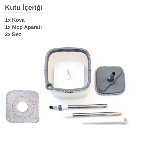 Yui Moplamax 3 Litre Temiz Su ve Kirli Su Ayıran Otomatik Temizlik Mop Seti TB500x