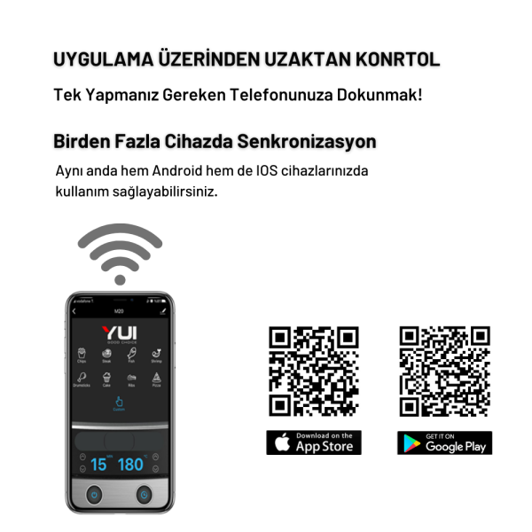 Yui M20 Maxifry Dokunmatik Ekran 4,5 Litre Smart Airfryer Yağsız Fritöz 1500W Beyaz