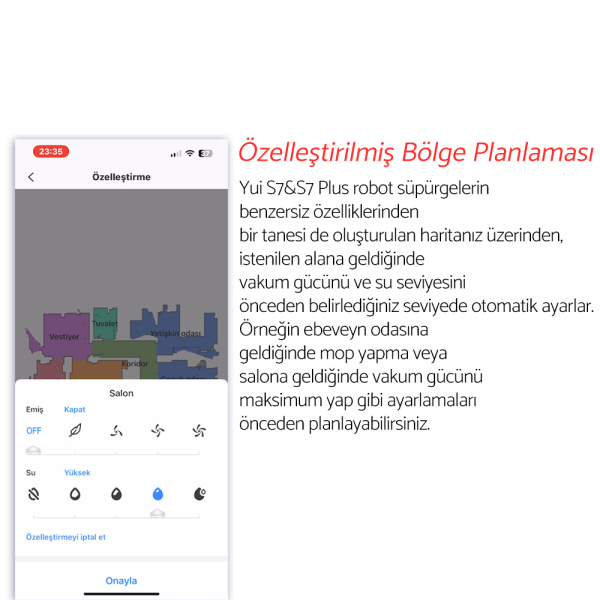 Yui S7 Plus Akıllı Çöp İstasyonlu Robot Vacuum & Mop Süpürge Beyaz