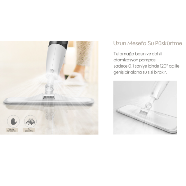 Yui 360 Derece Dönen Su Püskürtmeli Sprey Mop Paspas