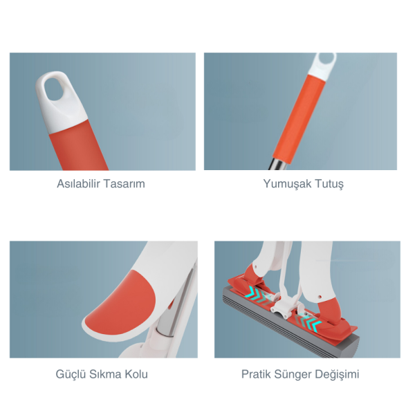 Yui Varivas TB2030 Kelebek Sıkma Mekanizmalı Sünger Paspas Mop
