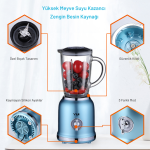 Yui M18 Kişisel Smoothie Blender Retro Titanyum Gri, 450 ml Cam, 600 ml Smoothie, 180 ml Öğütücü Hazne