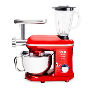 Yui M120 Multi-fonksiyonel 3'ü Bir Arada Stand Mikser Kıyma Setli Ve Blender Özellikli Kırmızı