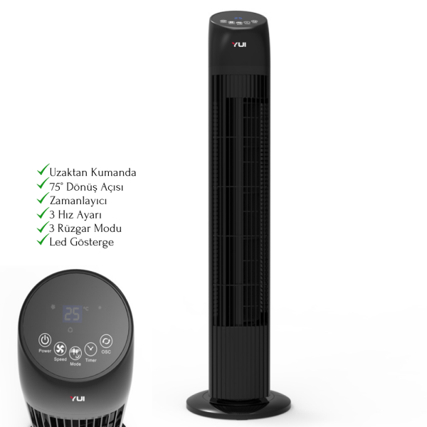 Yui Prado Rc 33'' Kule Tipi Uzaktan Kumandalı Vantilatör Fan