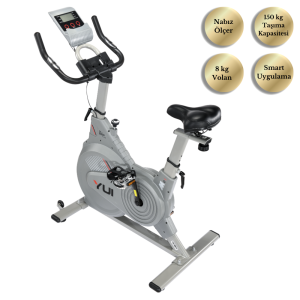 Yui Xv15 Spin Spor Koşu Egzersiz Kondisyon Bisikleti 150 Kg Tasima 8Kg Volan Gri