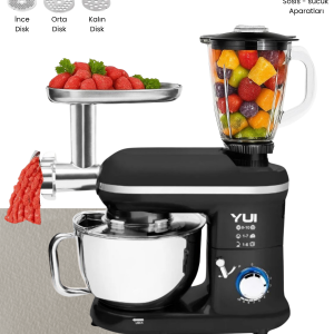 Yui M120 Multi-fonksiyonel 3'ü Bir Arada Stand Mikser Kıyma Setli Ve Blender Özellikli Siyah