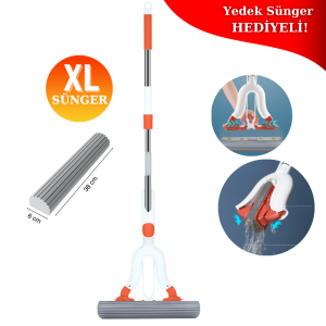 Yui Varivas TB38 Kelebek Sıkma Mekanizmalı 38 Cm XL Sünger Paspas Fayans Parke Sihirli Mop