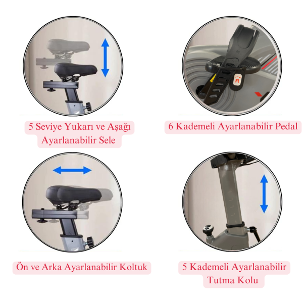 Yui Xv15 Spin Spor Koşu Egzersiz Kondisyon Bisikleti 150 Kg Tasima 8 Kg Volan Beyaz