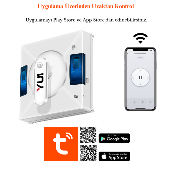 Yui CS16 PRO PLUS 2024 Kumandalı -Smart Uygulamalı Su Püskürtme 3000 Pa Akıllı Cam Silme Robotu