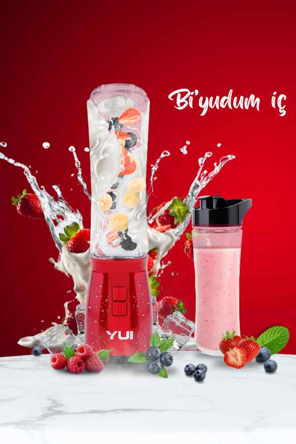 Yui M19 500w Kişisel Smoothie Blender Kırmızı 1 Adet Yedek Şişe