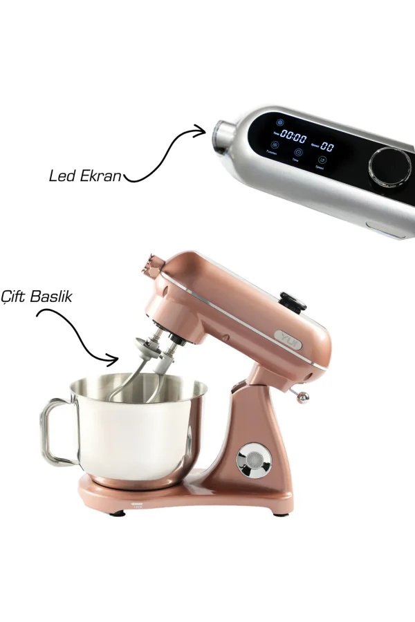 Easy Chef M122 Plus DC Motor Stand Mikser Çift Başlıklı Rose Gold