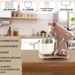 Easy Chef M122 Plus DC Motor Stand Mikser Çift Başlıklı Rose Gold