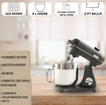 Easy Chef M122 Plus DC Motor Stand Mikser Çift Başlıklı Mat Gri Gold