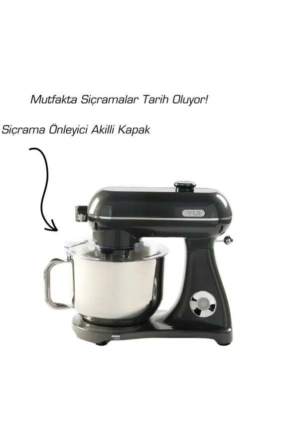 Easy Chef M122 Plus DC Motor Stand Mikser Çift Başlıklı Parlak Koyu Gri