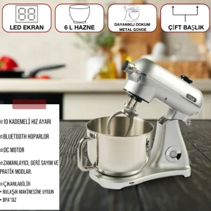 Easy Chef M122 Plus 1000w Stand Mikser Gümüş