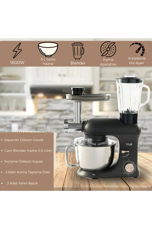 M200 Multi-fonksiyonel 3'ü Bir Arada Döküm Gövde Stand Mikser Kıyma Setli Ve Blender Özellikli 1800w