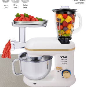 M120 Multi-fonksiyonel 3'ü Bir Arada Stand Mikser Kıyma Setli Ve Blender Özellikli Krem/gold