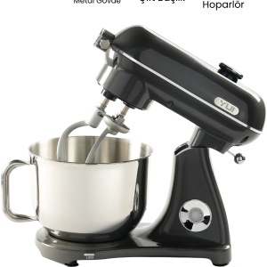 Easy Chef M122 Plus DC Motor Stand Mikser Çift Başlıklı Parlak Koyu Gri