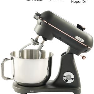 Easy Chef M122 Plus DC Motor Stand Mikser Çift Başlıklı Mat Gri Gold