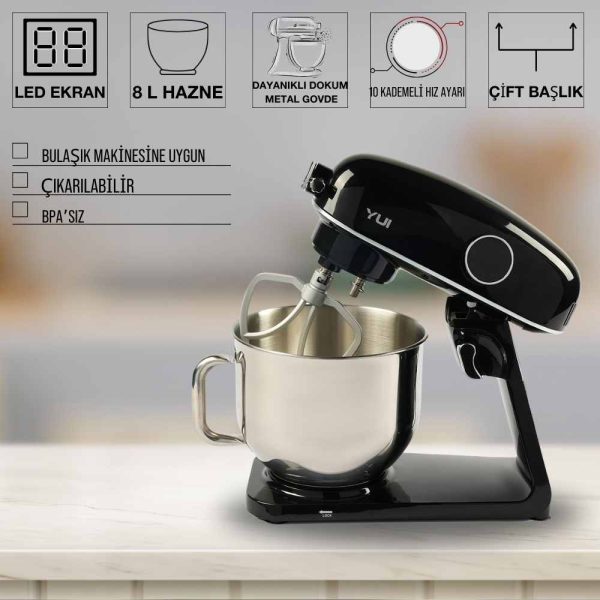 M218 Easy Chef Siyah 1800w 8.0l Kapasite Stand Mikser