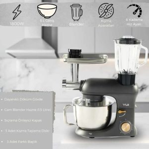 M200 Multi-fonksiyonel 3'ü Bir Arada Döküm Gövde Stand Mikser Kıyma Setli Ve Blender Özellikli 1800w
