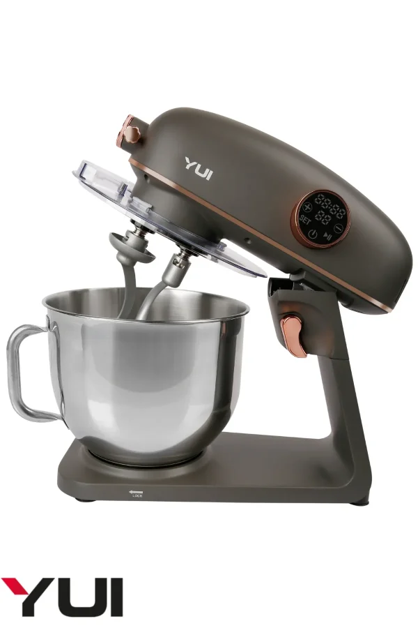 M218 Easy Chef Gri/Gold Stand Mikser 1800w Motor Gücü 8l Kapasite Dayanıklı Döküm Metal Gövde