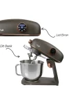M218 Easy Chef Gri/Gold Stand Mikser 1800w Motor Gücü 8l Kapasite Dayanıklı Döküm Metal Gövde