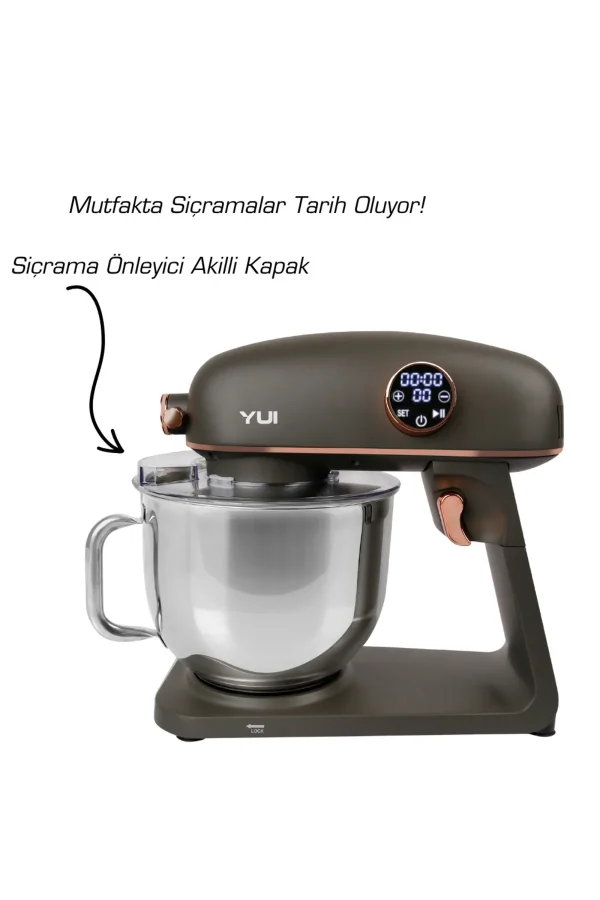 M218 Easy Chef Gri/Gold Stand Mikser 1800w Motor Gücü 8l Kapasite Dayanıklı Döküm Metal Gövde
