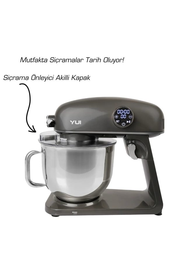 M218 Easy Chef Demir Gri Stand Mikser 1800w Motor Gücü 8l Kapasite Dayanıklı Döküm Metal Gövde