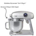 M218 Easy Chef Gümüş Stand Mikser 1800w Motor Gücü 8l Kapasite Dayanıklı Döküm Metal Gövde