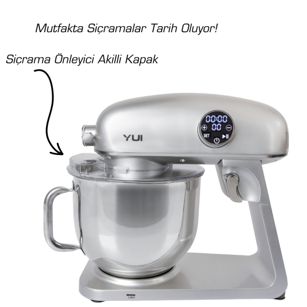 M218 Easy Chef Gümüş Stand Mikser 1800w Motor Gücü 8l Kapasite Dayanıklı Döküm Metal Gövde