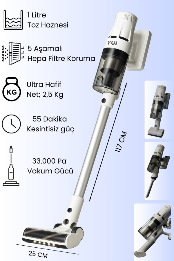 Ds17 Pro Max Şarjlı Dikey Süpürge Dc Motor Hepa Filtre 3 Kademeli Hız Ayarı