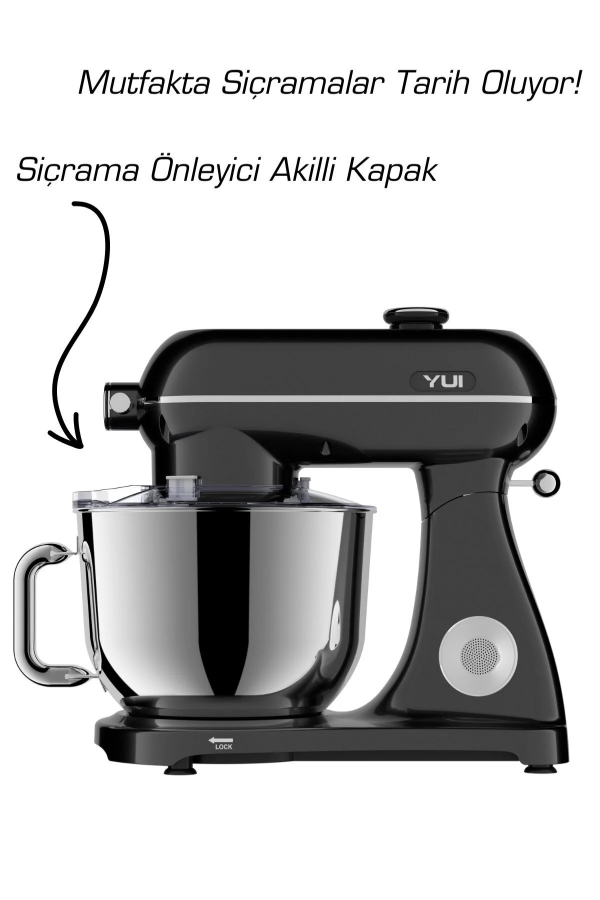 M122 Plus Easy Chef Dc Motor Stand Mikser Çift Başlıklı Hoparlör Özellikli Parlak Siyah