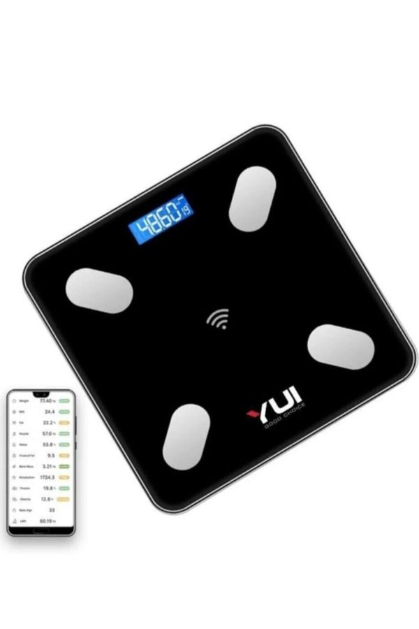 Yağ Ölçer Fonksiyonlu Akıllı Bluetooth Şarjlı Tartı Siyah(YUI TÜRKİYE GARANTİLİ)
