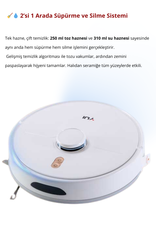 RS16 Pro 15.000 Pa Akıllı Robot Vacuum & Mop Süpürge Beyaz (YUI TÜRKİYE GARANTİLİ)