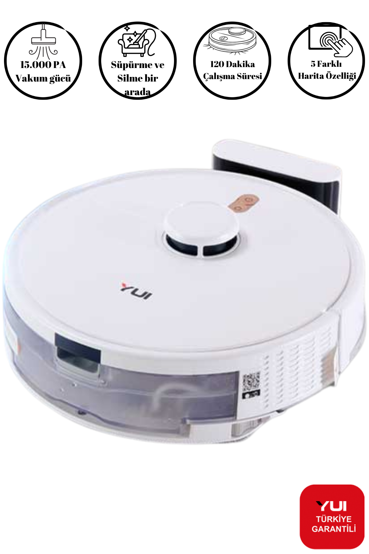 RS16 15.000 Pa Akıllı Robot Vacuum & Mop Süpürge Beyaz (YUI TÜRKİYE GARANTİLİ)
