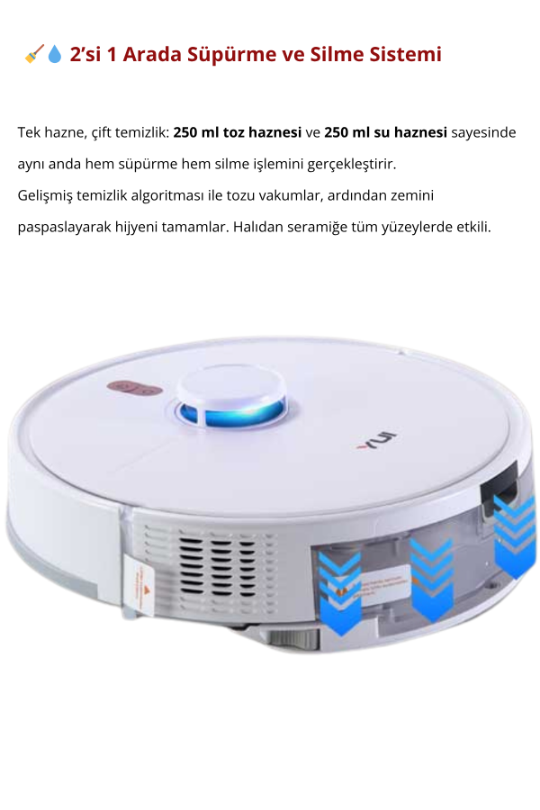 RS16 15.000 Pa Akıllı Robot Vacuum & Mop Süpürge Beyaz (YUI TÜRKİYE GARANTİLİ)