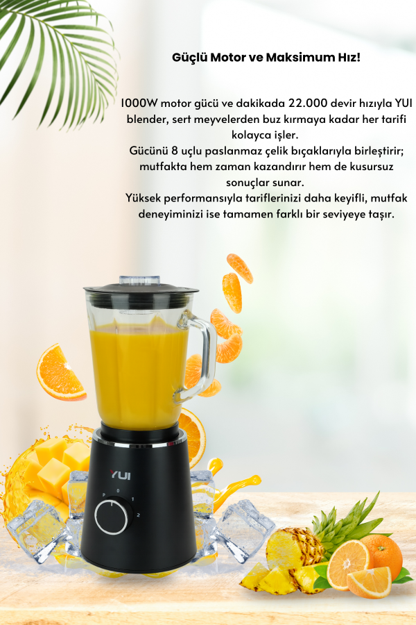 Yui M27 1000W Cam Hazneli Kişisel Smoothie Blender Siyah