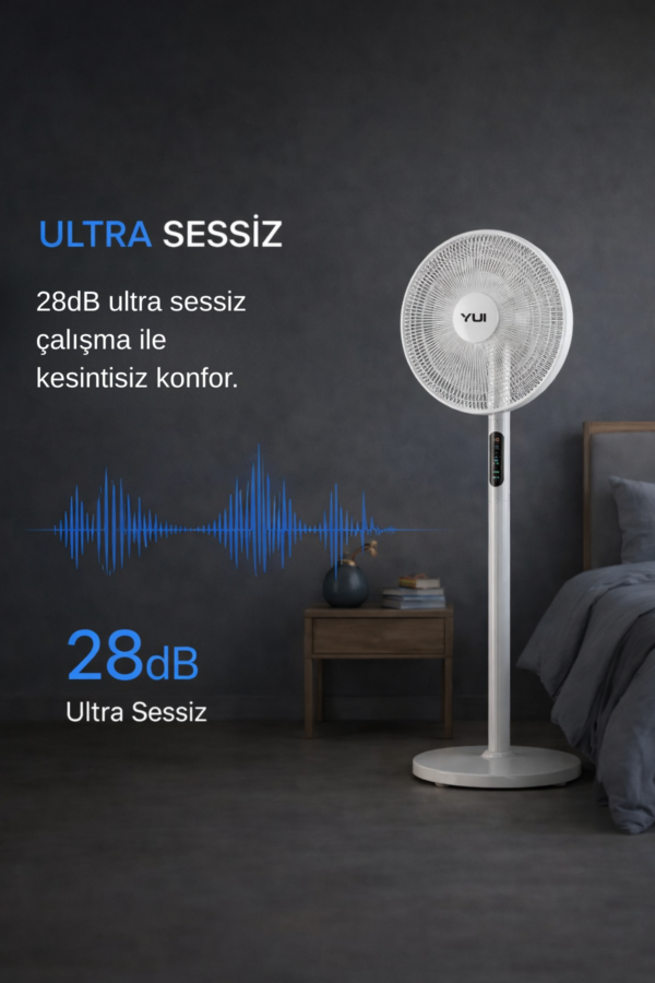 F60 Beyaz 16 İnç 50W 8 Kademe 5 Pervane Döner Başlıklı Uzaktan Kumandalı Vantilatör